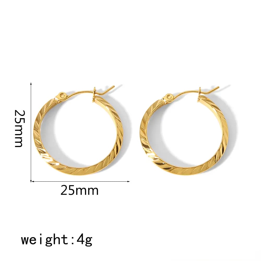 1 pair daily geometric stainless steel  gold plated women hoop earrings h5Picture2